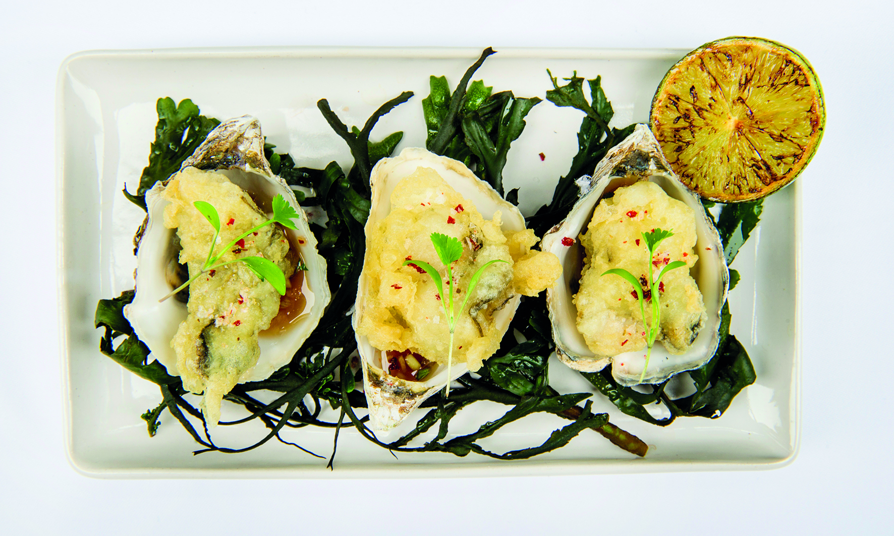 J Sheekey tempura oysters with wasabi dressing by Sim Canetty-Clarke 2