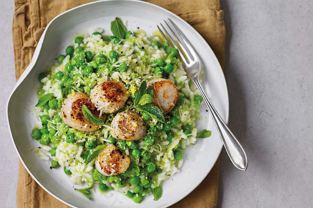 Recipe: Alexandra Dudley’s zesty lemon, pea and scallop risotto