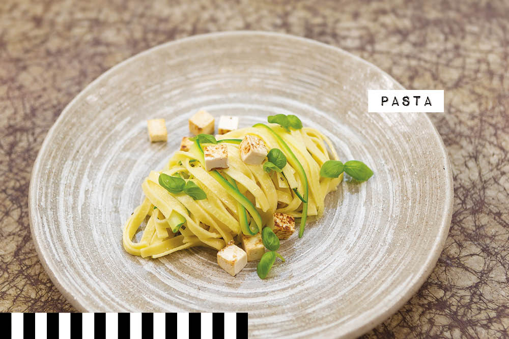 Recipe: Pasta with courgette, basil and tofu cubes