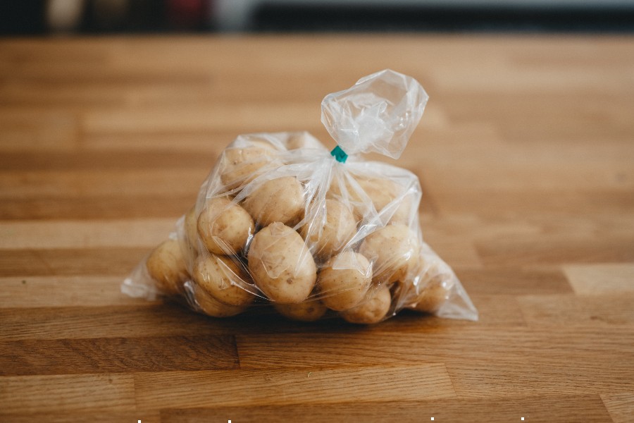 Potatoes in plastic bag