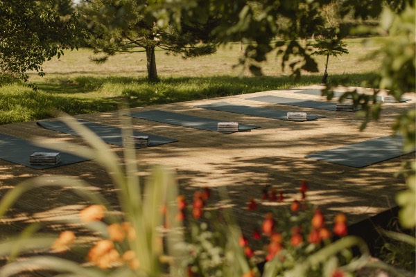Blyth Rise's outdoor yoga platform