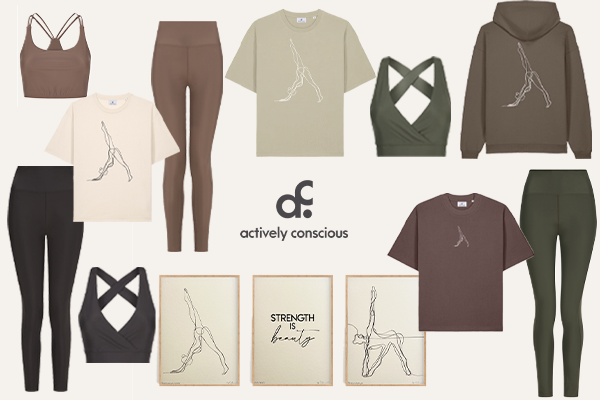 Clothing in the Actively Conscious yoga and athlesiurewear collection