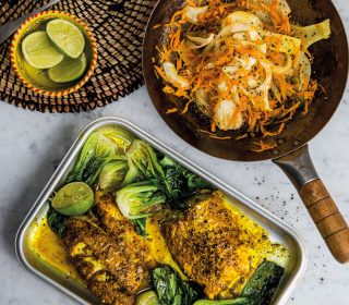 Recipe: Jasmine Hemsley’s Ayurvedic tikka fish and pak choi stir-fry