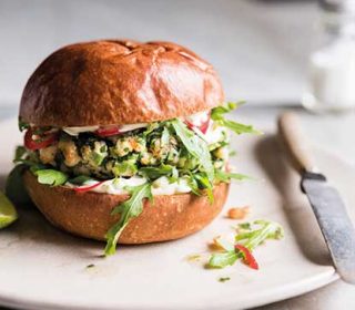 Recipe: Isaac Carew’s herby prawn burger with lime mayo